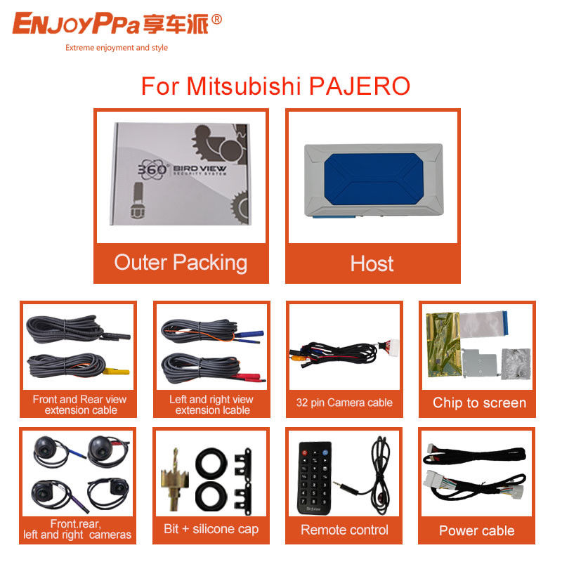 1 GB LPDDR4 360 Sistema de câmera de veículo Para Mitsubishi PAJERO tela LCD Bird View DVR