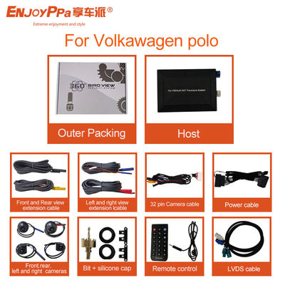 Ecrã LCD 360 graus Kit de câmera de carro para gravação de 4 vias Volkswagen Polo